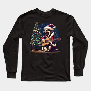 German Shepherd Playing Guitar Christmas Long Sleeve T-Shirt